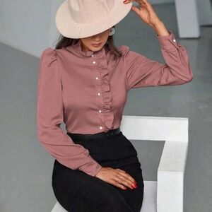 Elegant Mauve Ruffled Women's Top